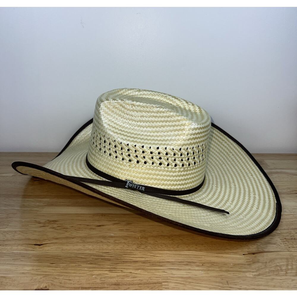Twister Straw Western Cowboy Hat Size 7/56 Rodeo Equestrian Hard Straw Polyrope